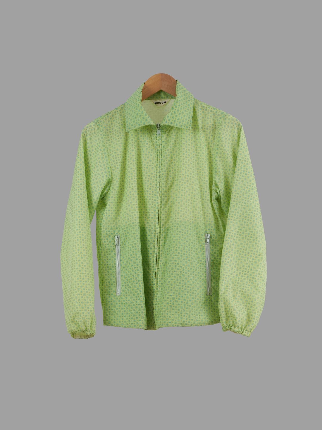 Zucca green patterned nylon reversible mesh lined zip jacket - womens size S by Zucca in size S from COATS & JACKETS category