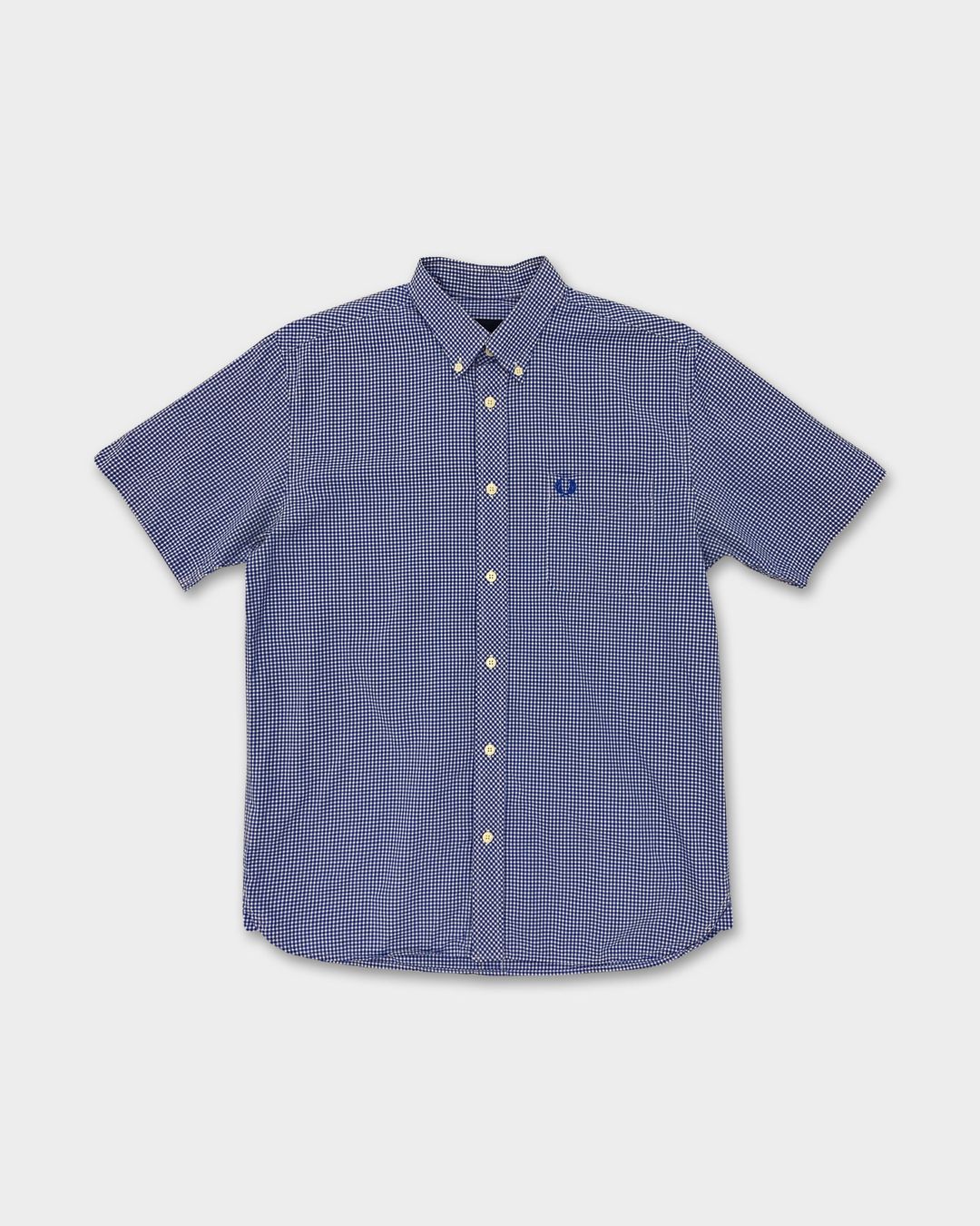 Fred Perry 2010s Checkered Short Sleeve Button Down Shirt Blue by Fred Perry in size ONE SIZE from SHIRTS category