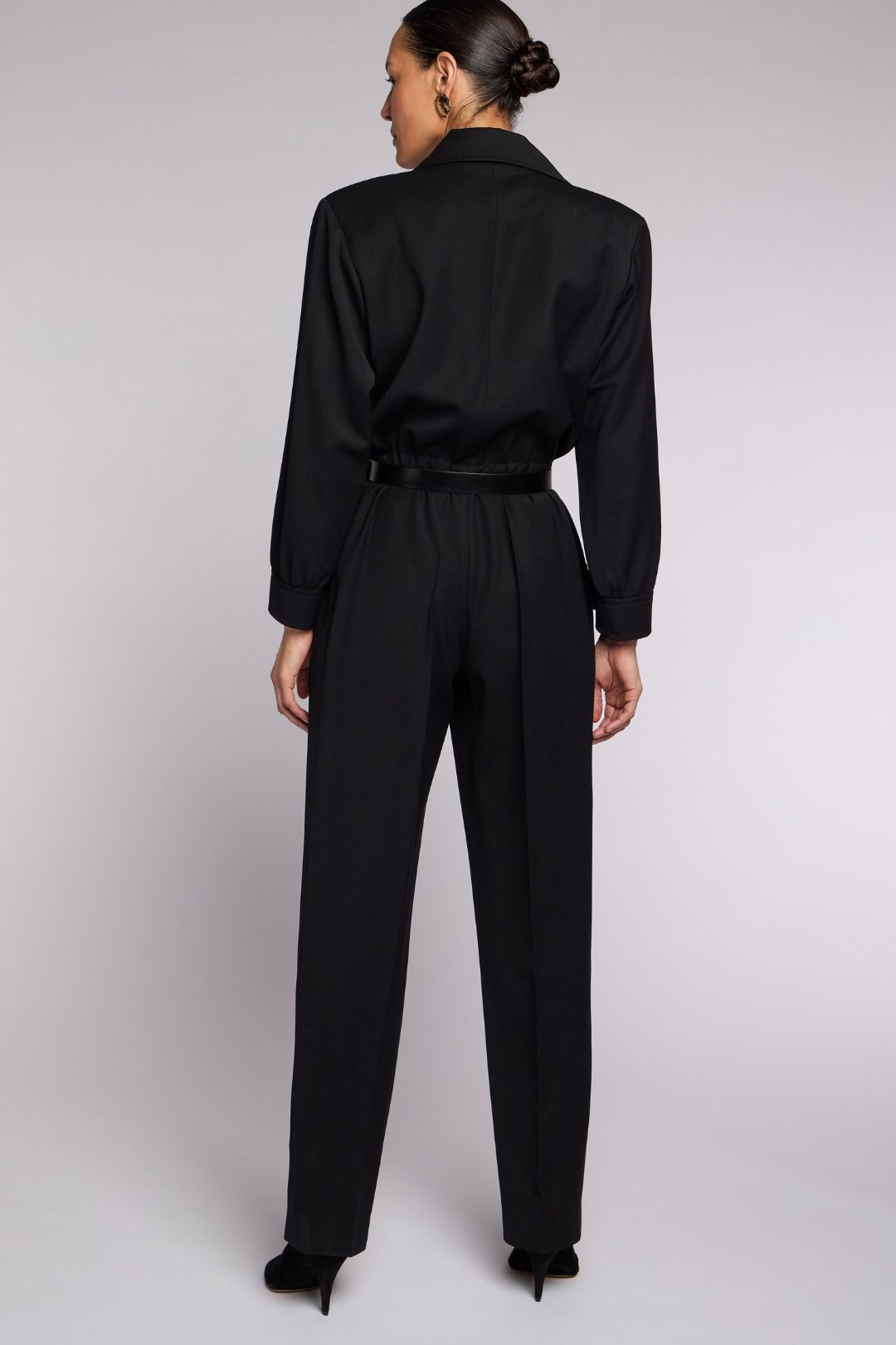 Saint Laurent Rive Gauche S/S 1985 Black Wool Jumpsuit by SAINT LAURENT in size FR 42 from JUMPSUITS & PLAYSUITS category