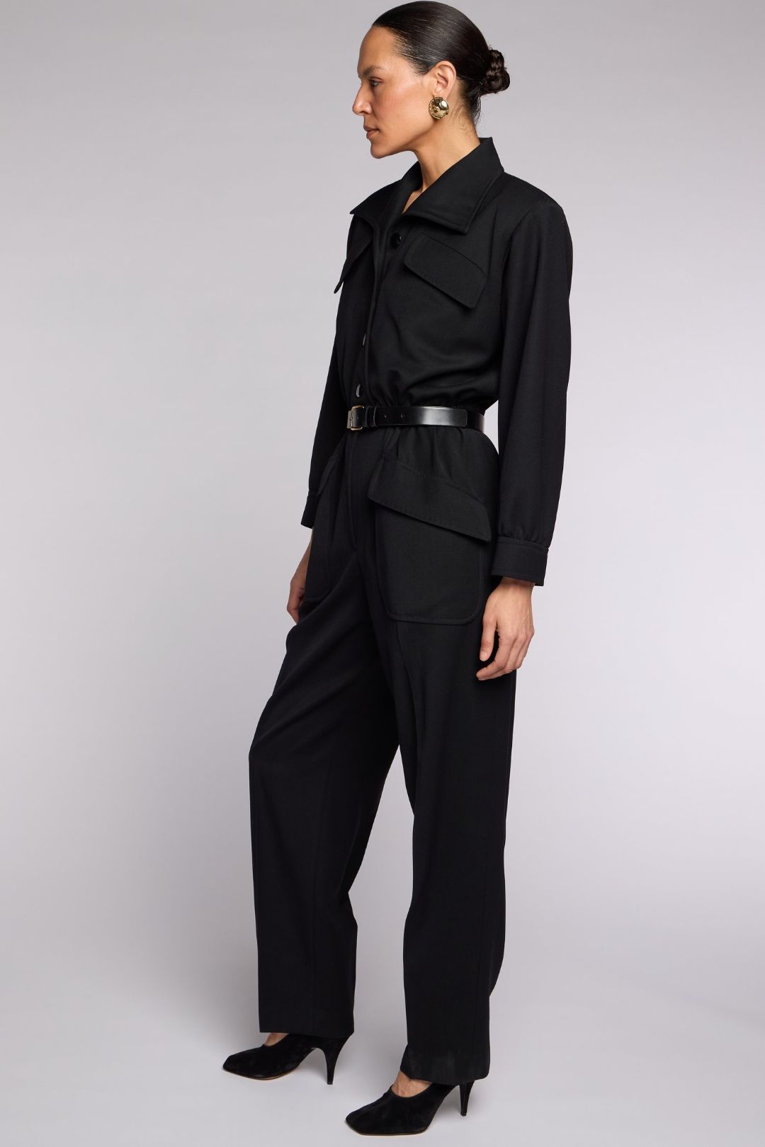 Saint Laurent Rive Gauche S/S 1985 Black Wool Jumpsuit by SAINT LAURENT in size FR 42 from JUMPSUITS & PLAYSUITS category