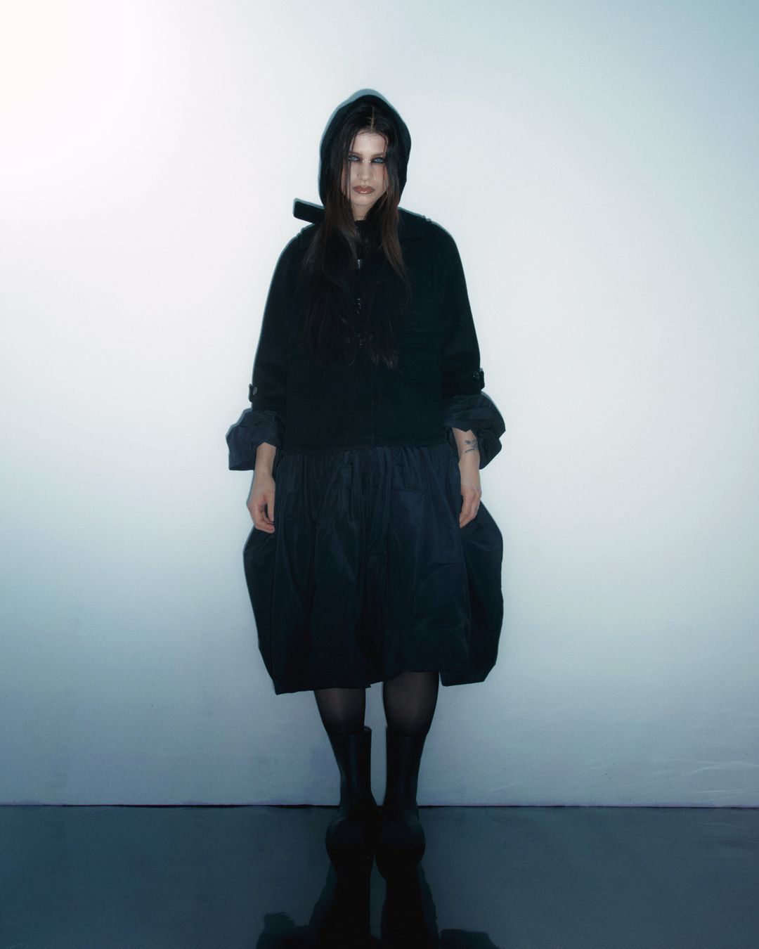 Silk Applique Wool Toggle Coat by NOIR KEI NINOMIYA in size ONE SIZE from COATS & JACKETS category