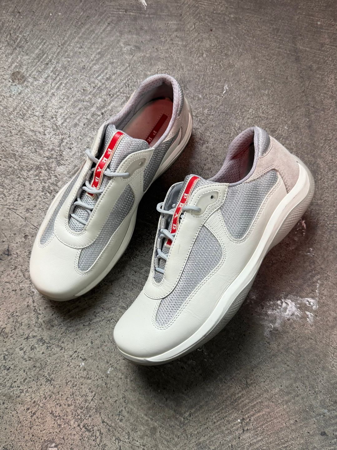 Prada Americas Cup Matte Leather Trainers by PRADA in size EU 40 from SHOES category