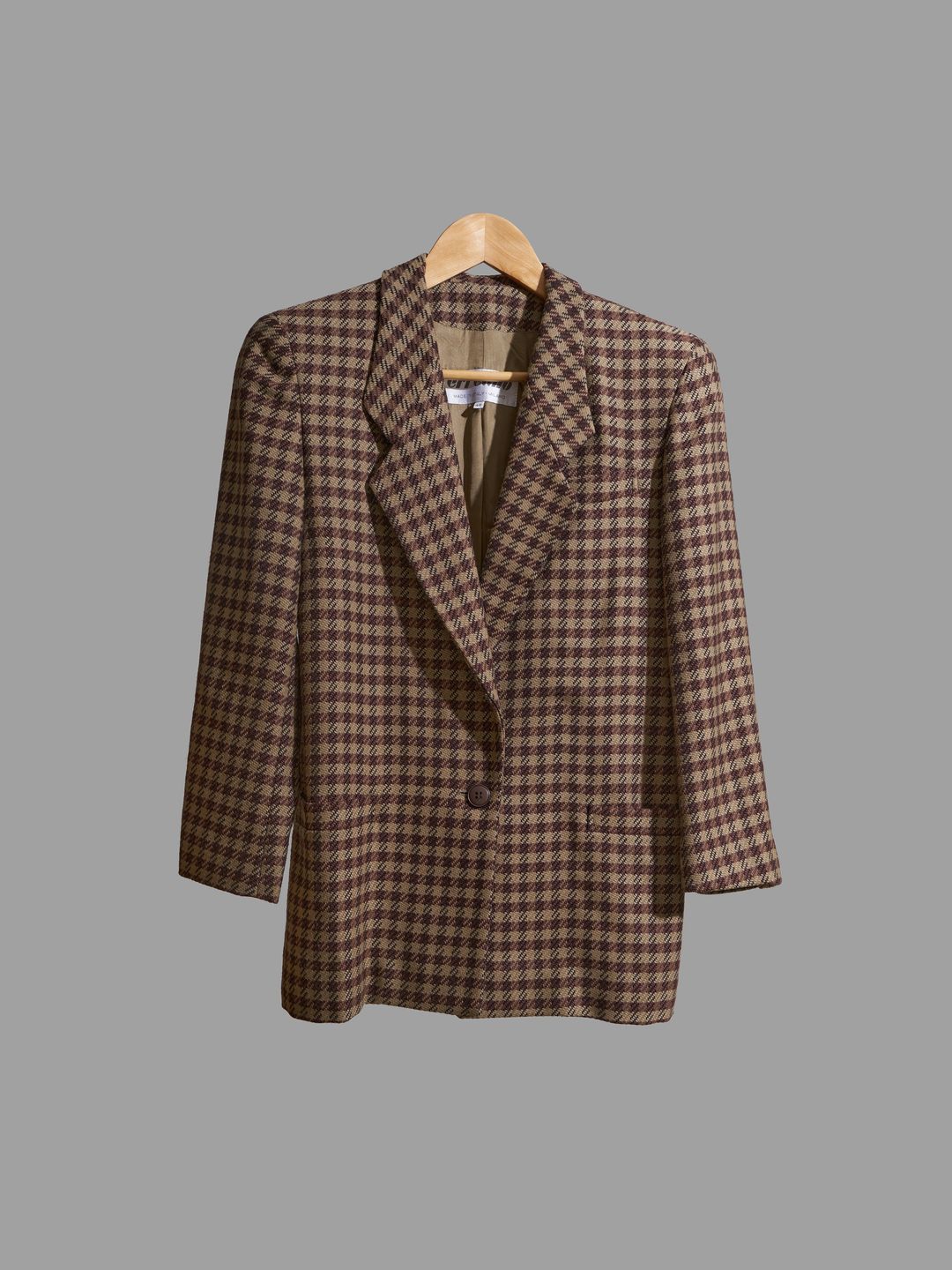 Erreuno (Giorgio Armani) 1980s brown wool check one button blazer - size 40 by GIORGIO ARMANI in size IT 40 from COATS & JACKETS category
