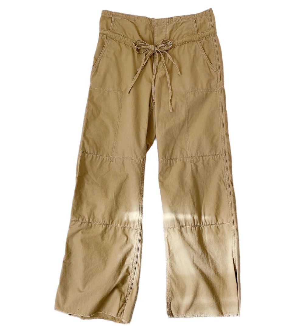 DKNY Cargo Wide Leg High Waist Pant w Double Tie Hip by VENDOR-UNKNOWN in size S from TROUSERS category