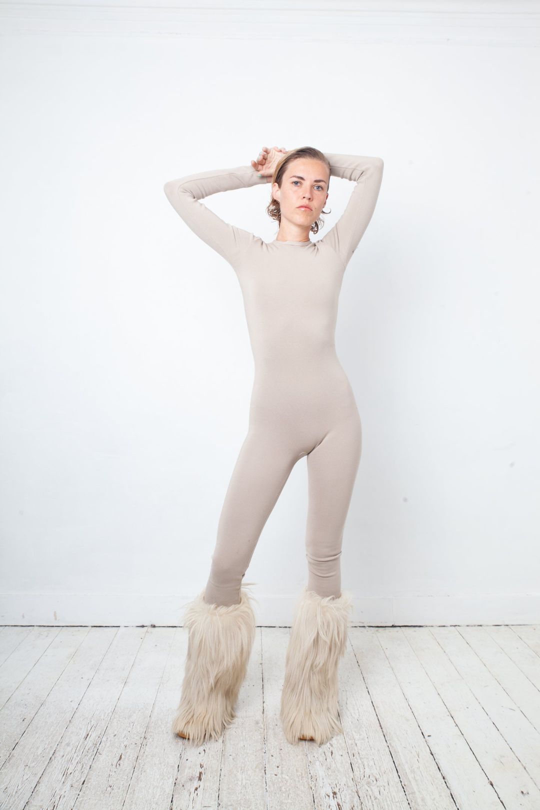 Prada 2000's beige knit body hugging jumpsuit by PRADA in size IT 40 from JUMPSUITS & PLAYSUITS category