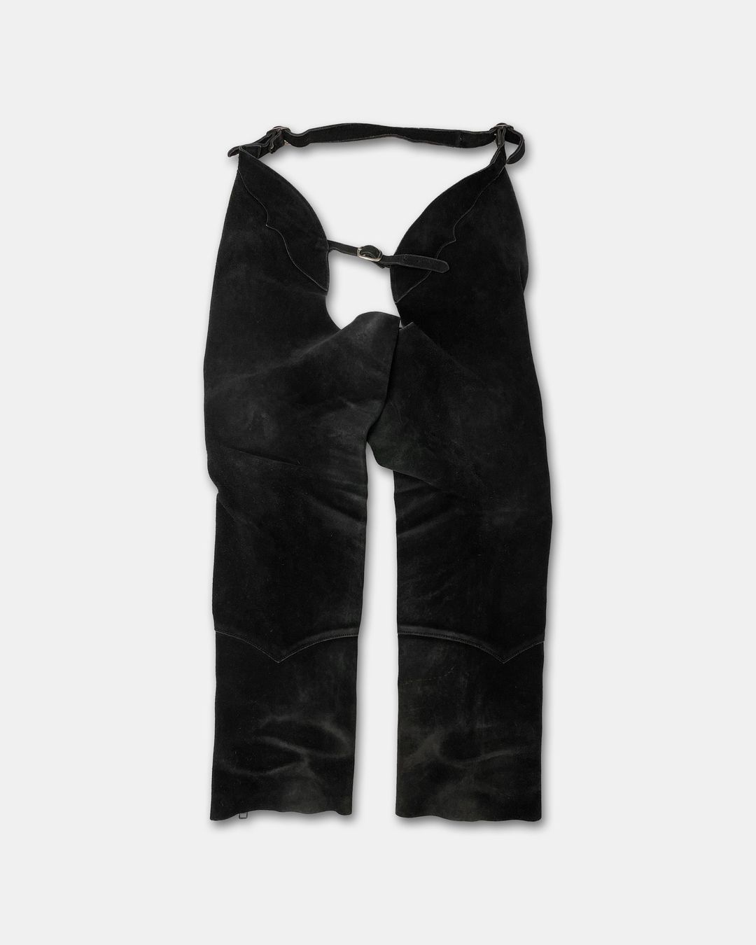 Vintage 1980s Western-Chaps Suede Leather Pants Black by Vintage in size L from TROUSERS category