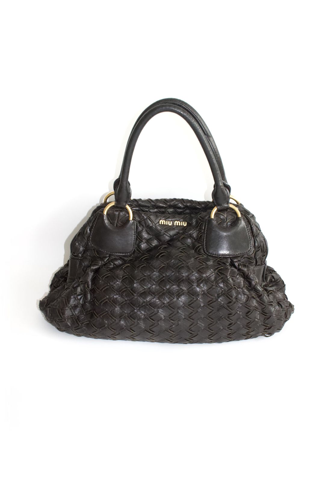 Miu Miu black woven leather handbag by MIU MIU in size ONE SIZE from BAGS category