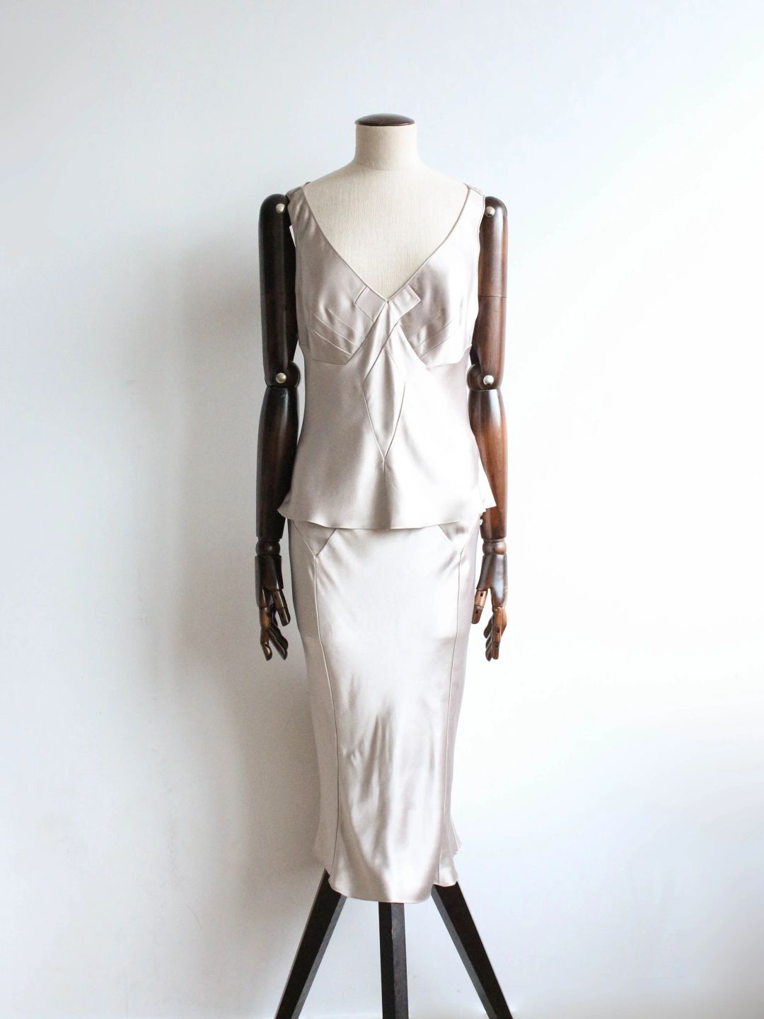 John Galliano A/W05 Champagne Satin Panelled Set by JOHN GALLIANO in size FR 38 from SKIRTS category