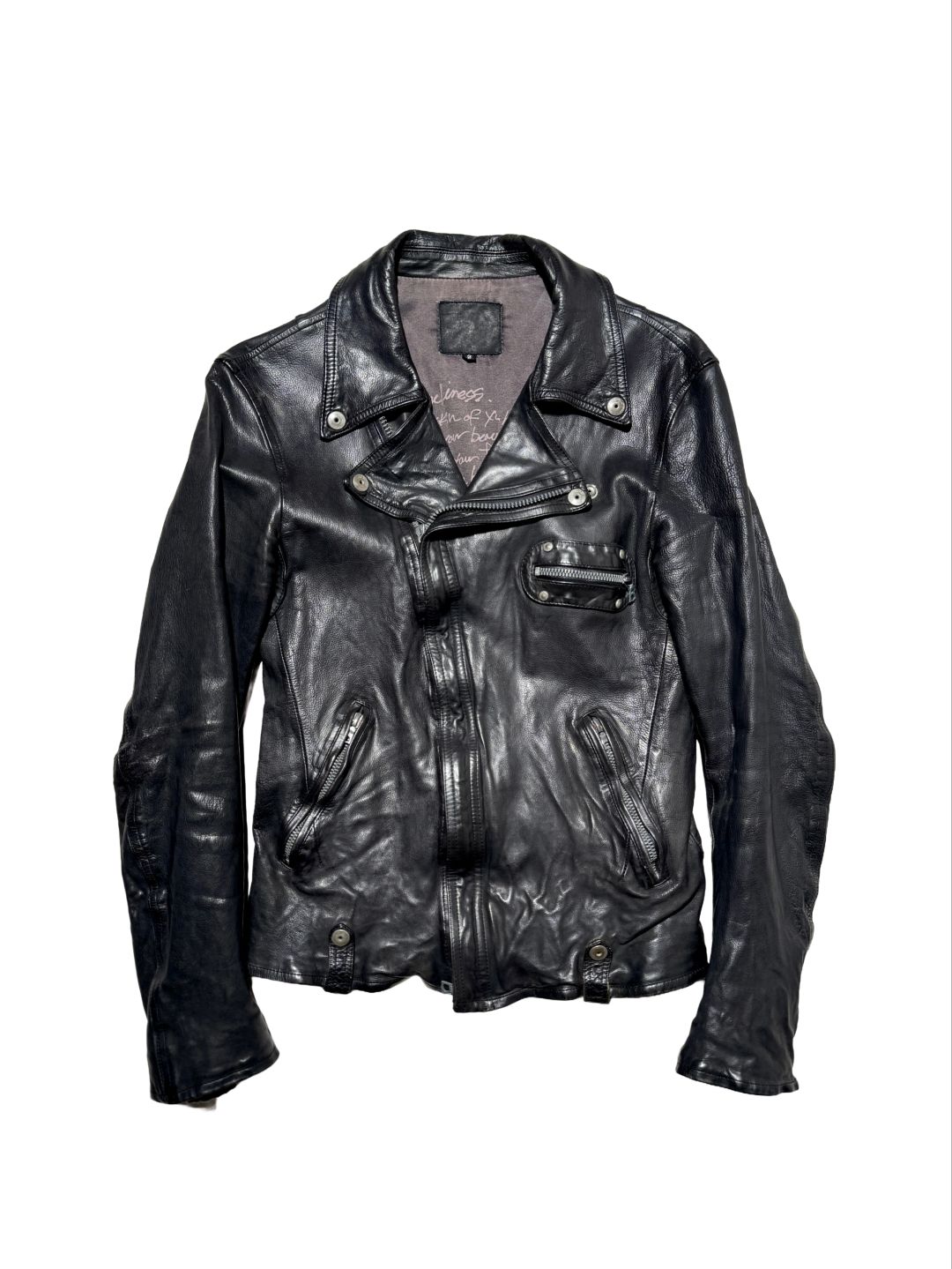 Isamu Katayama Backlash Leather Poem Riders Jacket by Isamu Katayama Backlash in size M from COATS & JACKETS category