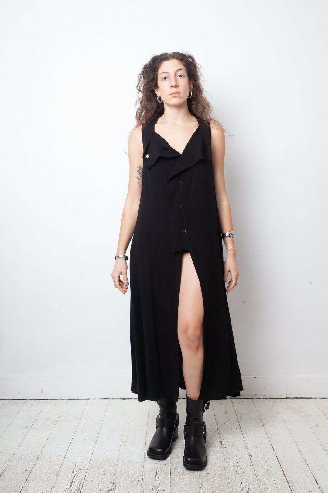 Yohji Yamamoto Y's 90's black long sleeveless gilet with double button closure by YOHJI YAMAMOTO in size S from TOPS category