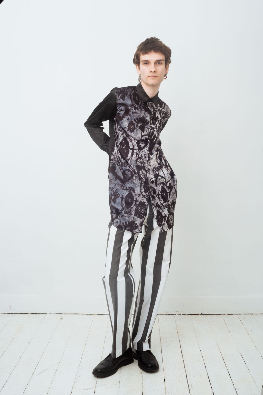 Comme des Garçons Homme Plus Fall 2019 x Jonathan Meese artist print shirt by COMME DES GARÇONS in size ONE SIZE from TOPS category