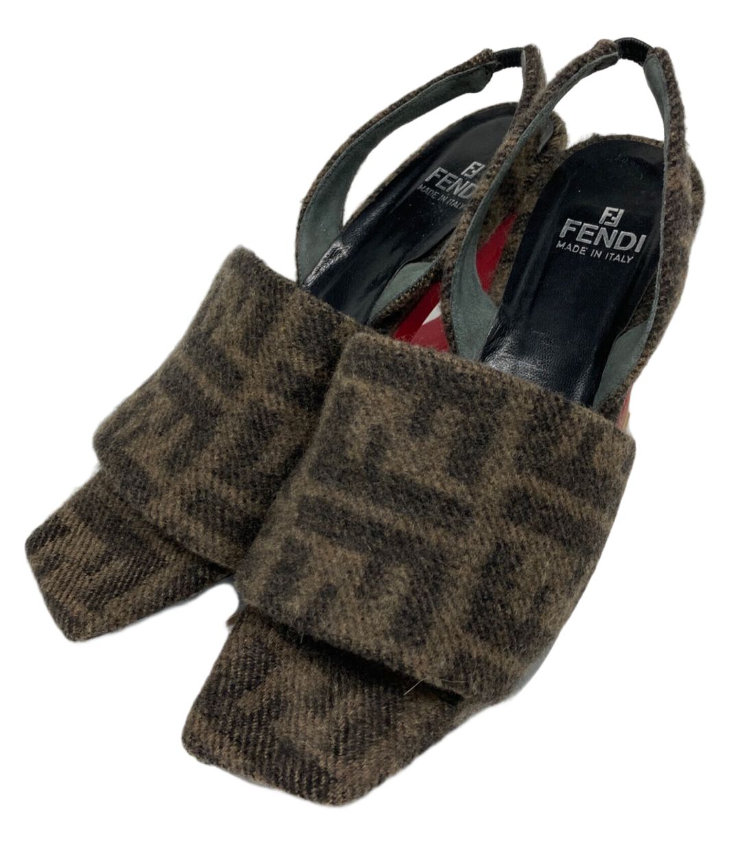 Fendi Zucca Felt Block Platform Wedges Sandals Heels Sz 7.5 by FENDI in size EU 37 from SHOES category