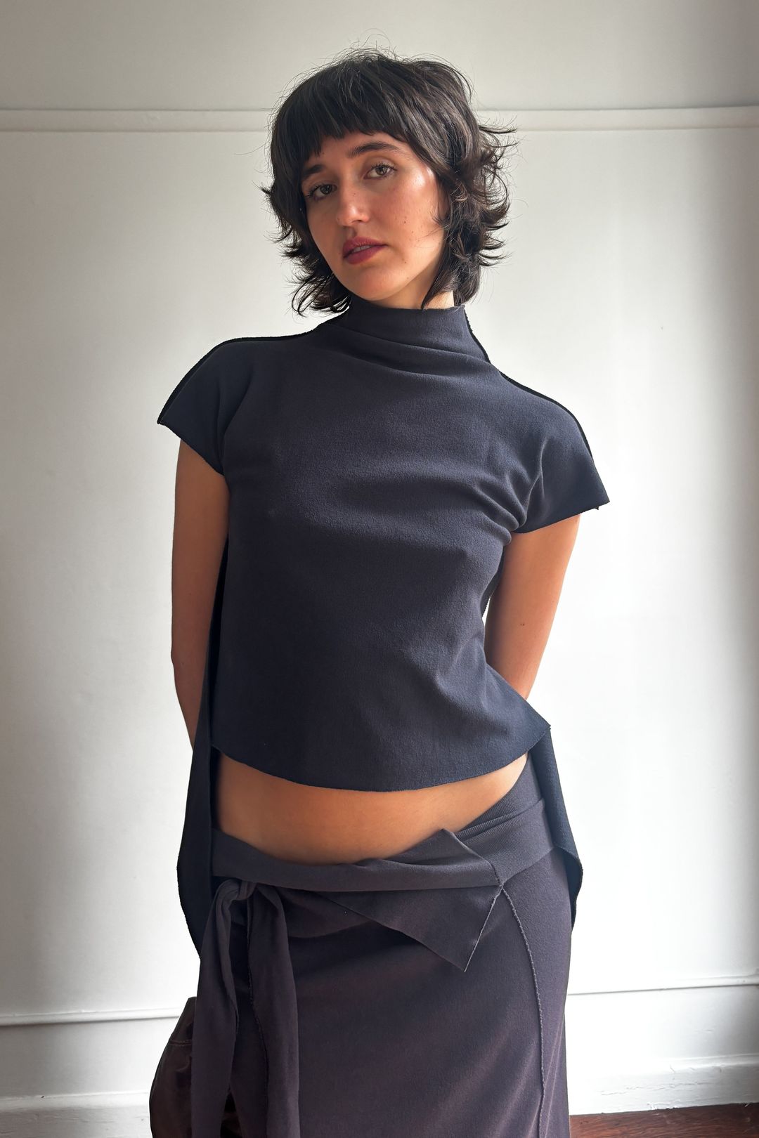 ISSEY MIYAKE FETE S/S 2008 A-POC ASYMMETRIC HIGH-NECK TOP by ISSEY MIYAKE in size XS from TOPS category