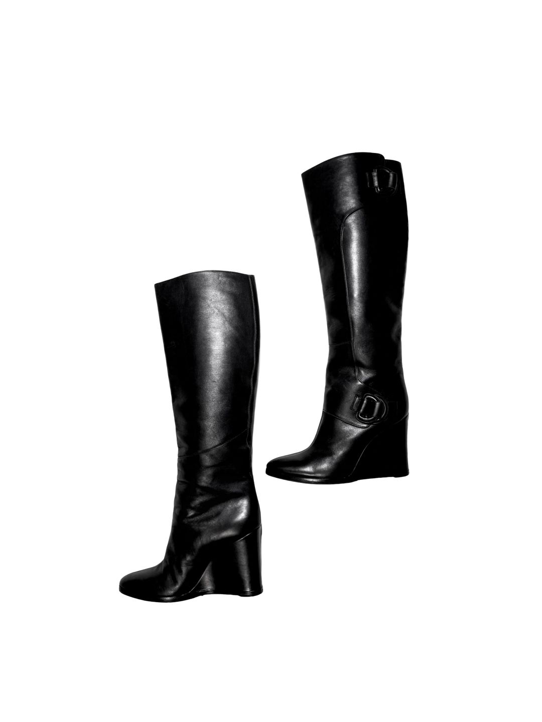 Balenciaga Knee High Wedge Heel Buckle Boots by BALENCIAGA in size EU 40 from SHOES category