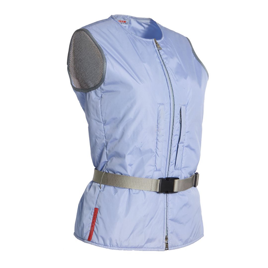 PRADA SS 2000 BELTED NYLON VEST by PRADA in size IT 46 from TOPS category