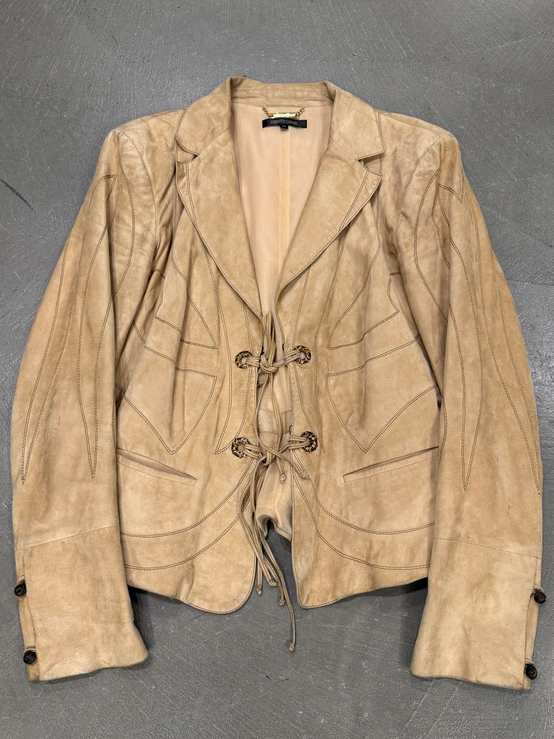 2002 Roberto Cavalli butterfly lace-up leather jacket by ROBERTO CAVALLI in size IT 46 from COATS & JACKETS category
