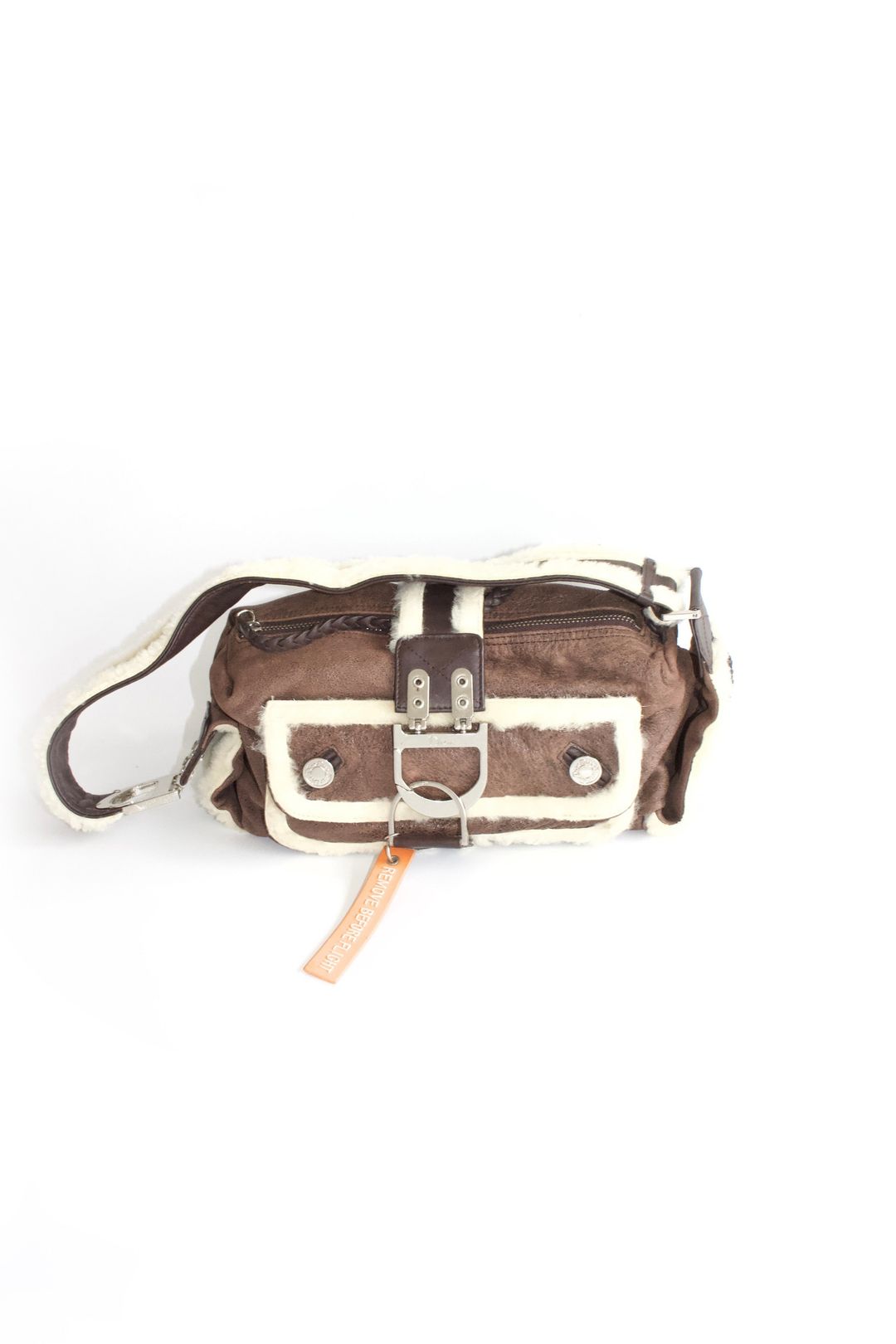 Dior FW 2005 Flight brown shearling shoulder bag by CHRISTIAN DIOR in size ONE SIZE from BAGS category