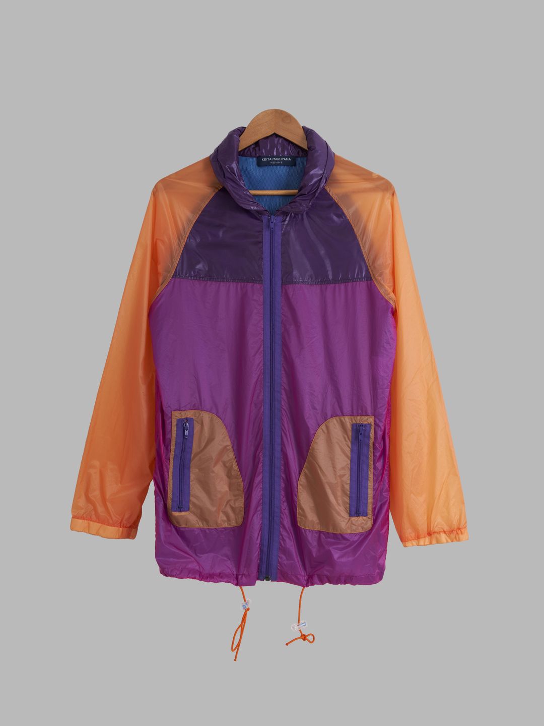 Keita Maruyama Homme purple orange nylon windbreaker with collar hood - mens S by Keita Maruyama in size S from COATS & JACKETS category