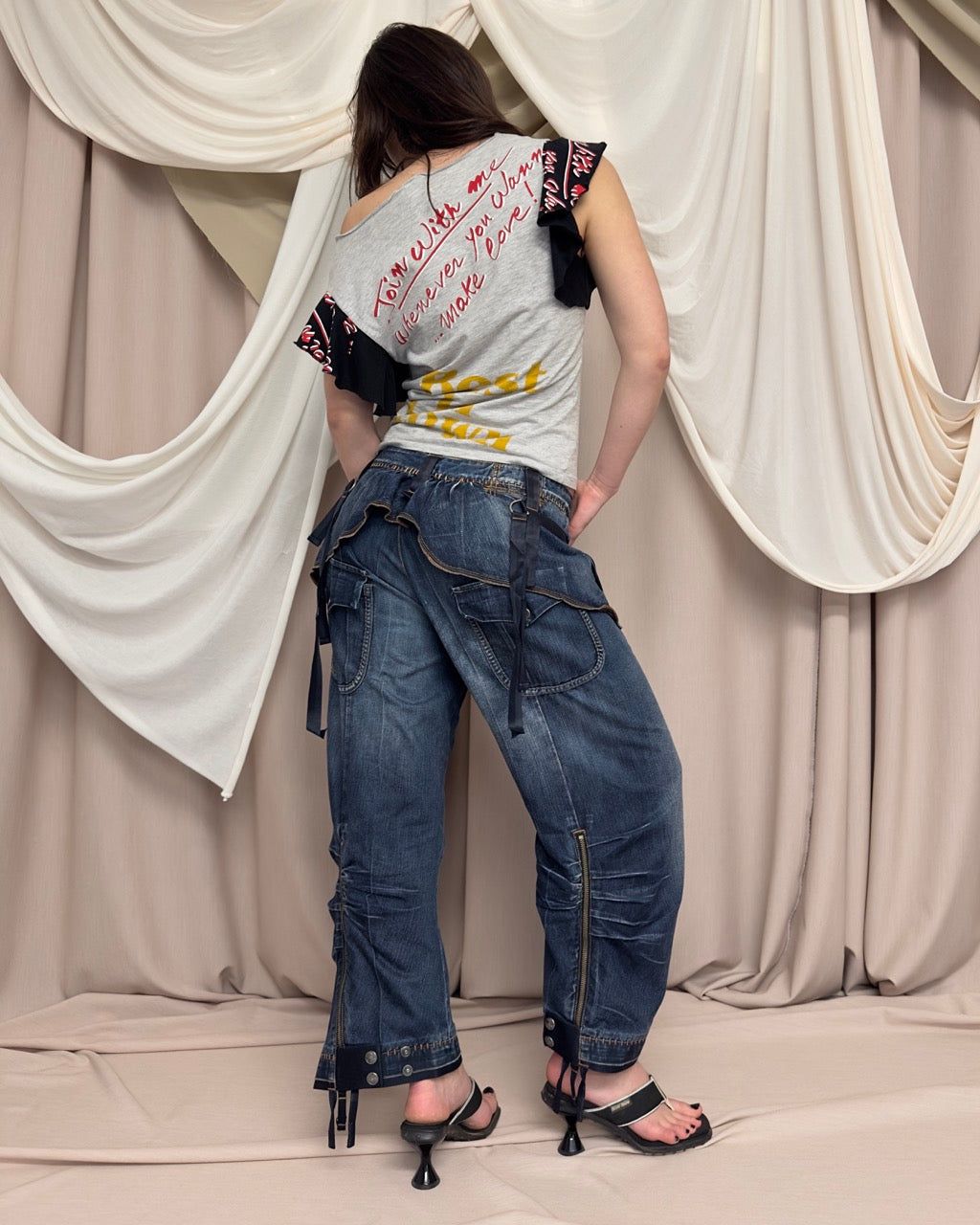CARGO JEANS WITH OVER-SKIRT by Marithé + François Girbaud by MARITHE AND FRANCOIS GIRBAUD in size FR 40 from TROUSERS category