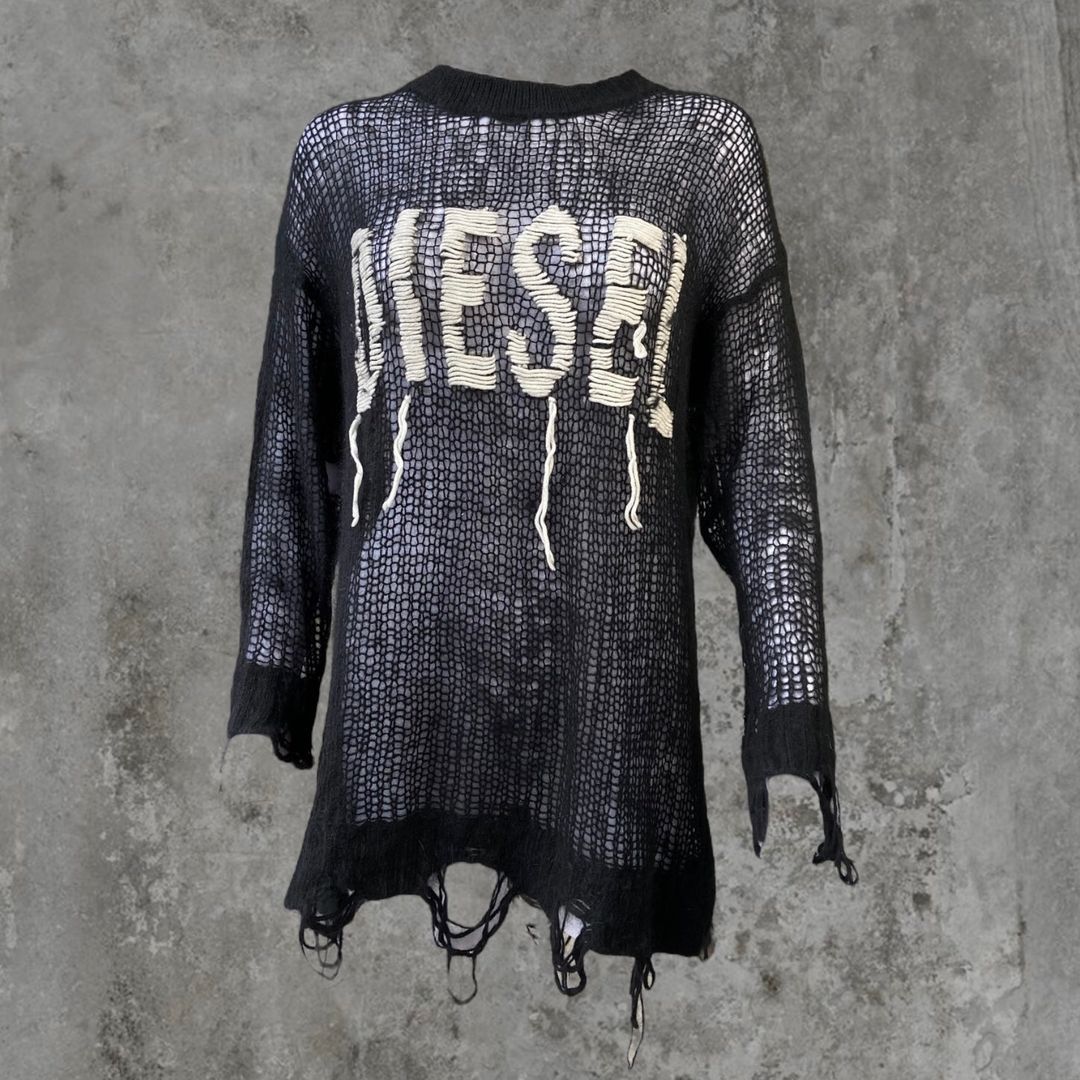 DIESEL DISTRESSED KNIT JUMPER - M by Fazed by Finn in size M from TOPS category