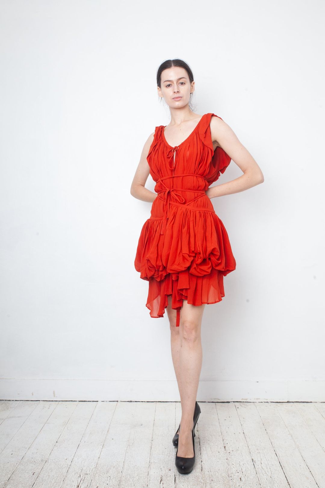 Ann Demeulemeester spring 2009 silk 2 piece red shipwreck dress by ANN DEMEULEMEESTER in size EU 38 from DRESSES category