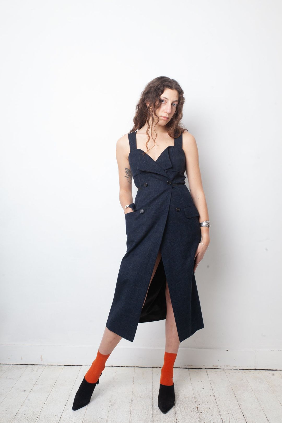 Maison Margiela white label FW 2014 dark blue wool tweed dress by MAISON MARGIELA in size FR 38 from DRESSES category