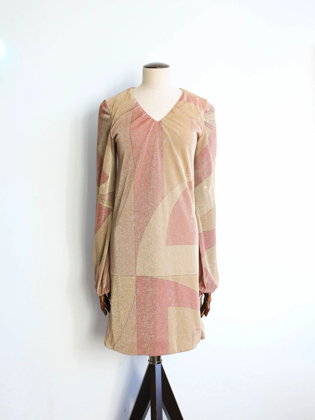Gucci by Tom Ford A/W00 Gold and Pink Lurex Geometric Dress by GUCCI in size IT 40 from DRESSES category