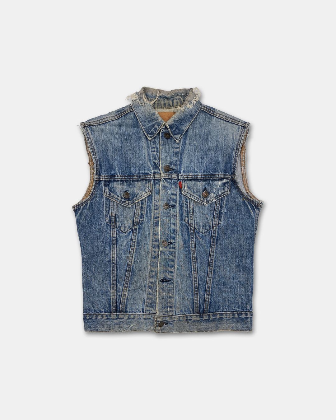 Levis 1960s Cut Off Sleeve Trashed Denim Vest Blue by Levis in size M from TOPS category