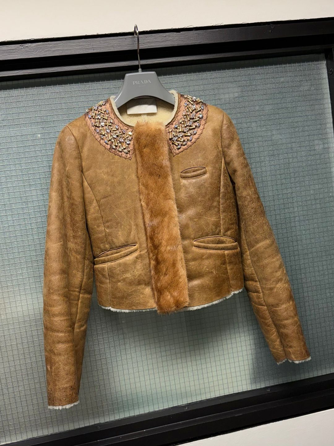 FW 04 Prada Embellished Leather Jacket by PRADA in size ONE SIZE from COATS & JACKETS category