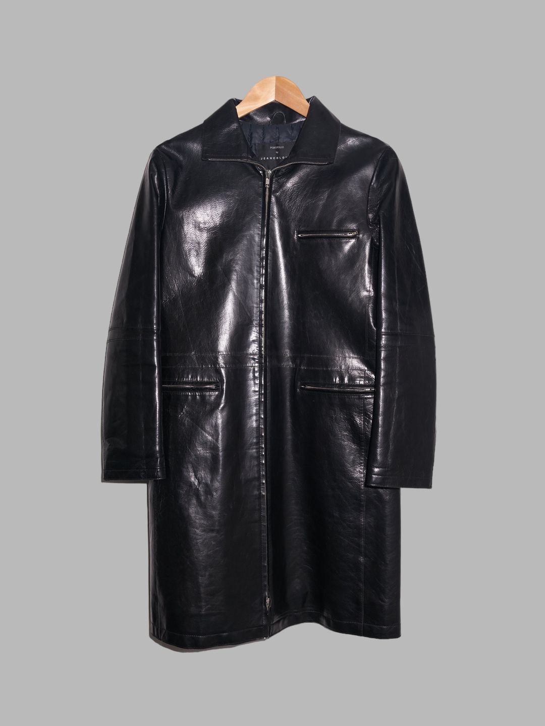 Jean Colonna shiny black high neck zipped leather coat by Jean Colonna in size EU 40 from COATS & JACKETS category