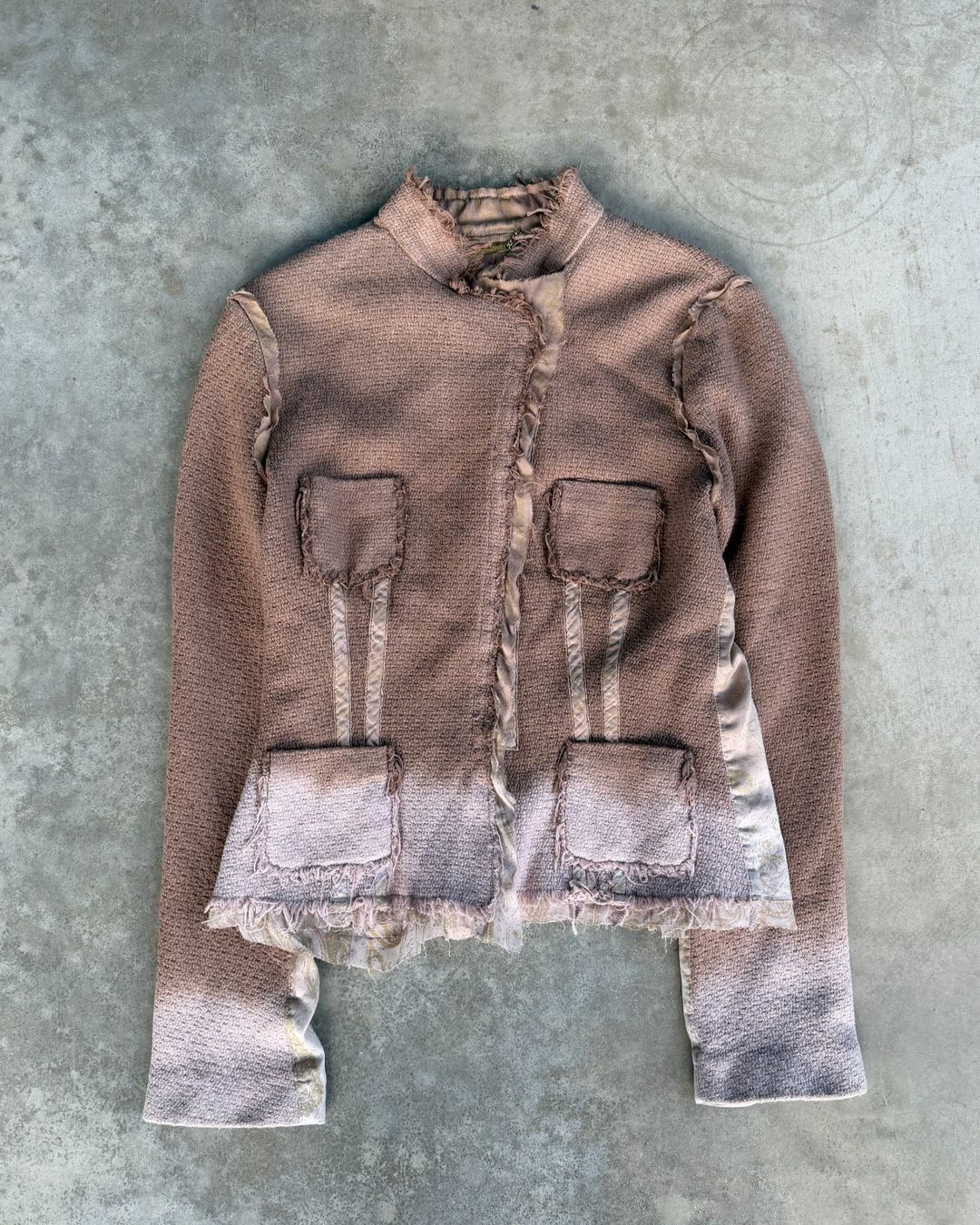 Roberto Cavalli 2004 Cotton and Silk Asymmetric Clasp Jacket – XL by ROBERTO CAVALLI in size XL from COATS & JACKETS category