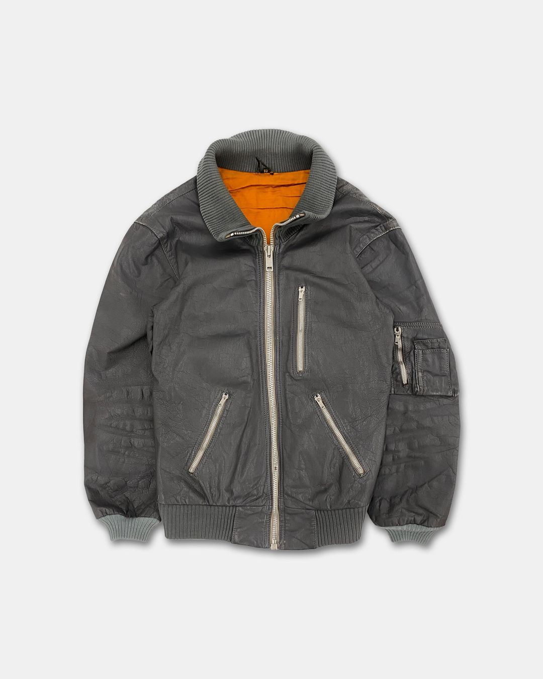 Vintage 1970s German Leather Flight Jacket Grey by Vintage in size L from COATS & JACKETS category