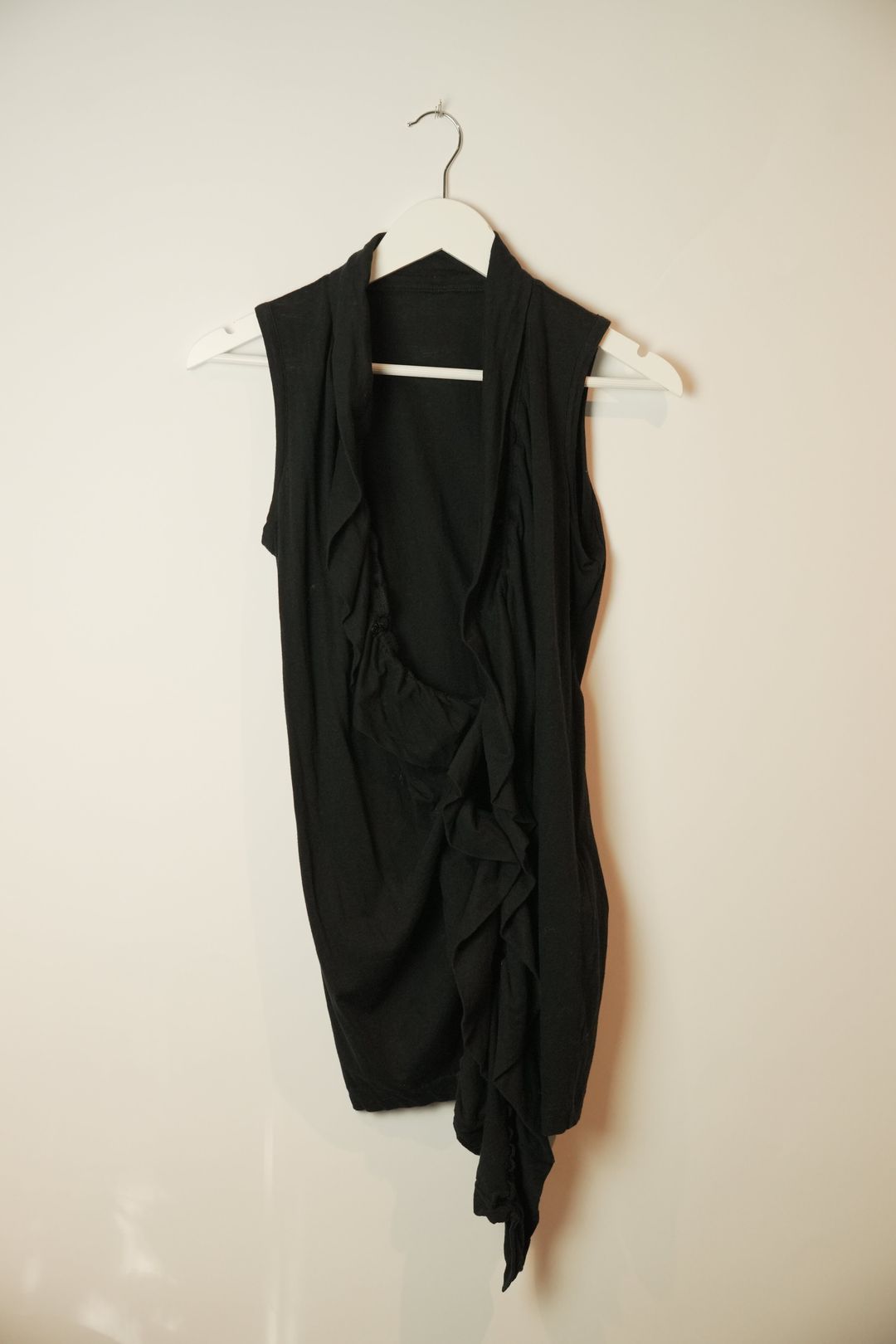 Y's Ruffle Vest Singlet Assymetrical by VENDOR-UNKNOWN in size S from TOPS category