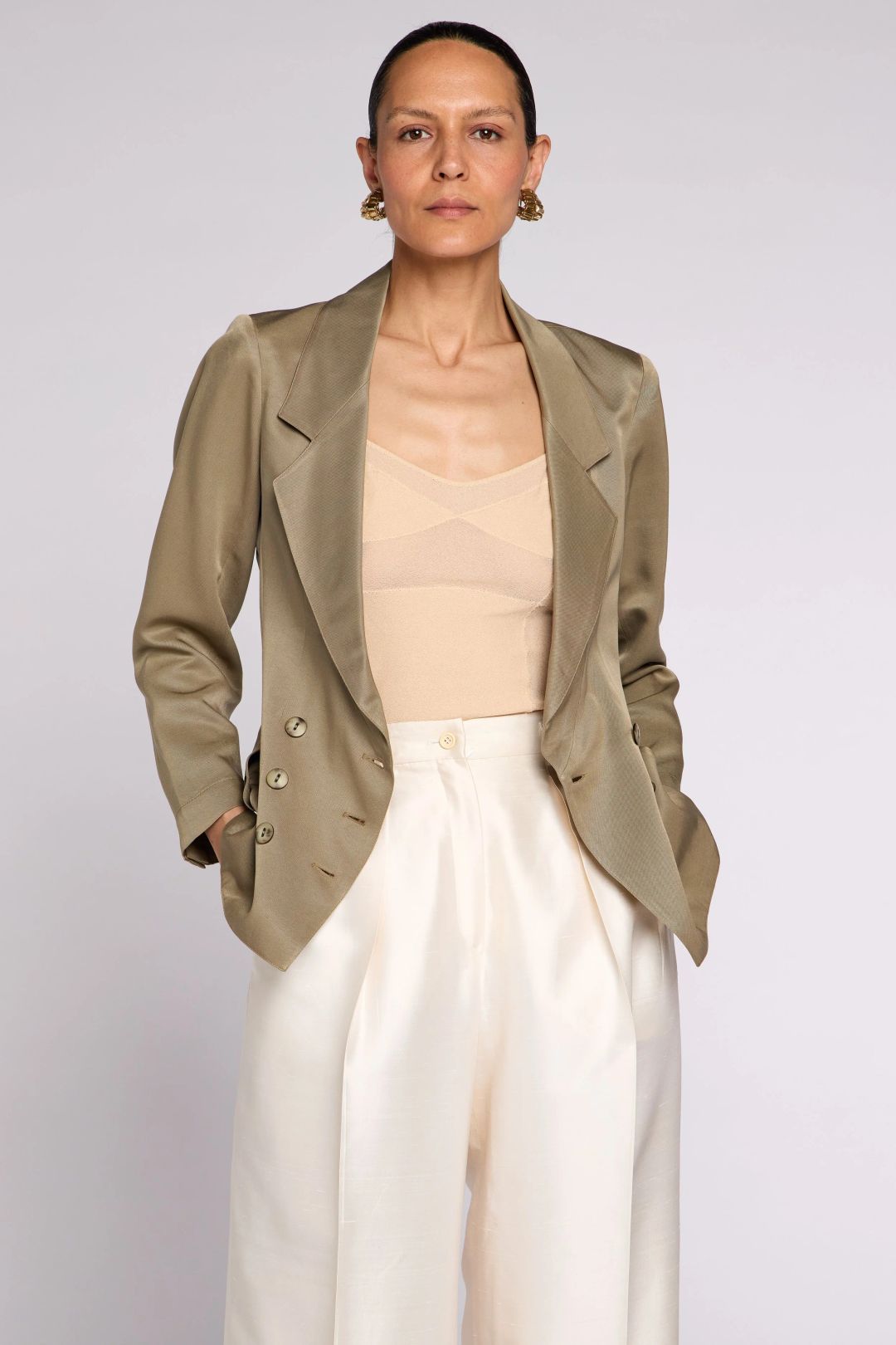 Alaïa S/S 1989 Light Khaki Skirt Suit by Azzedine Alaïa in size XS from SKIRTS category