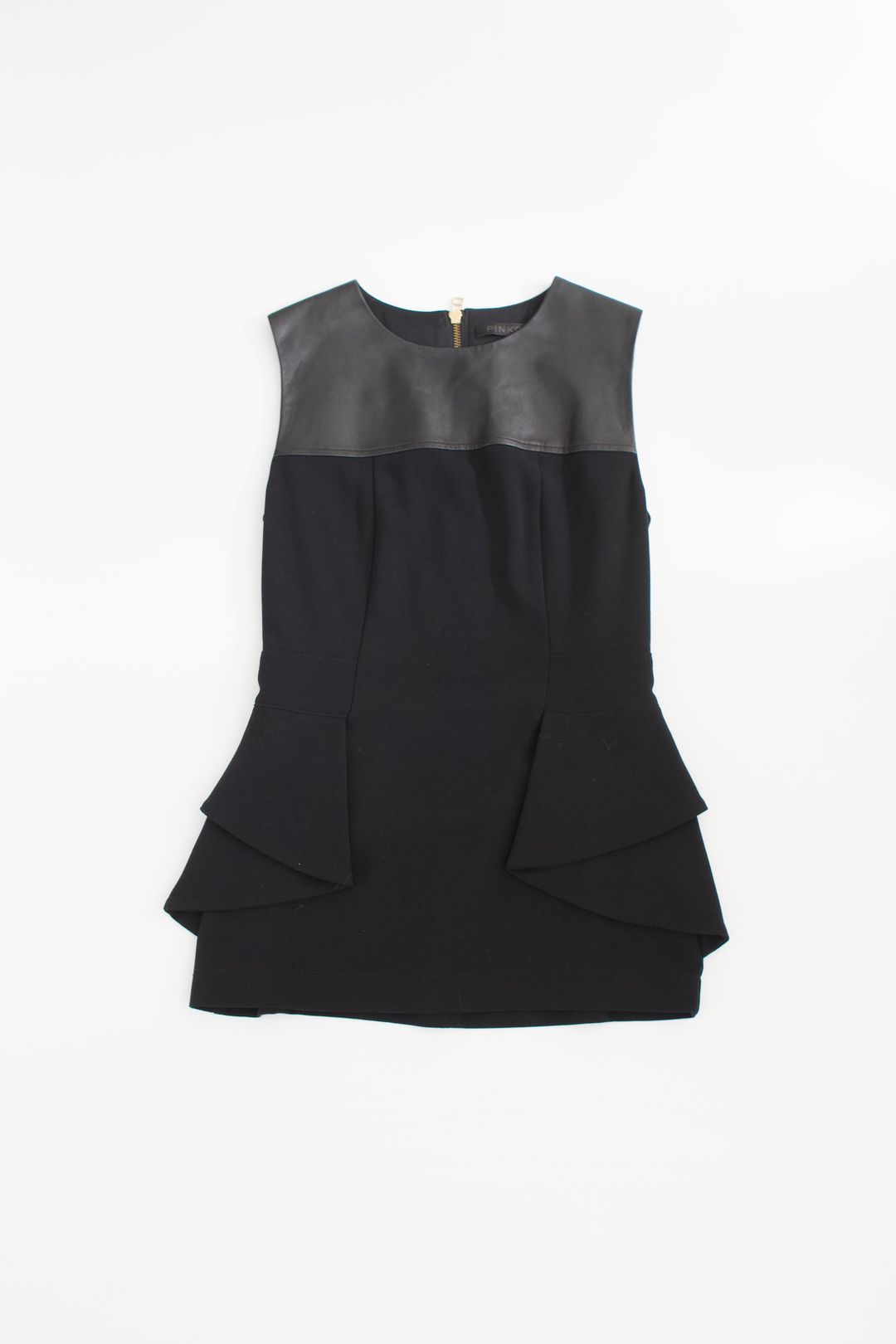 Pinko black peplum top with leather panelling by PINKO in size XS from TOPS category