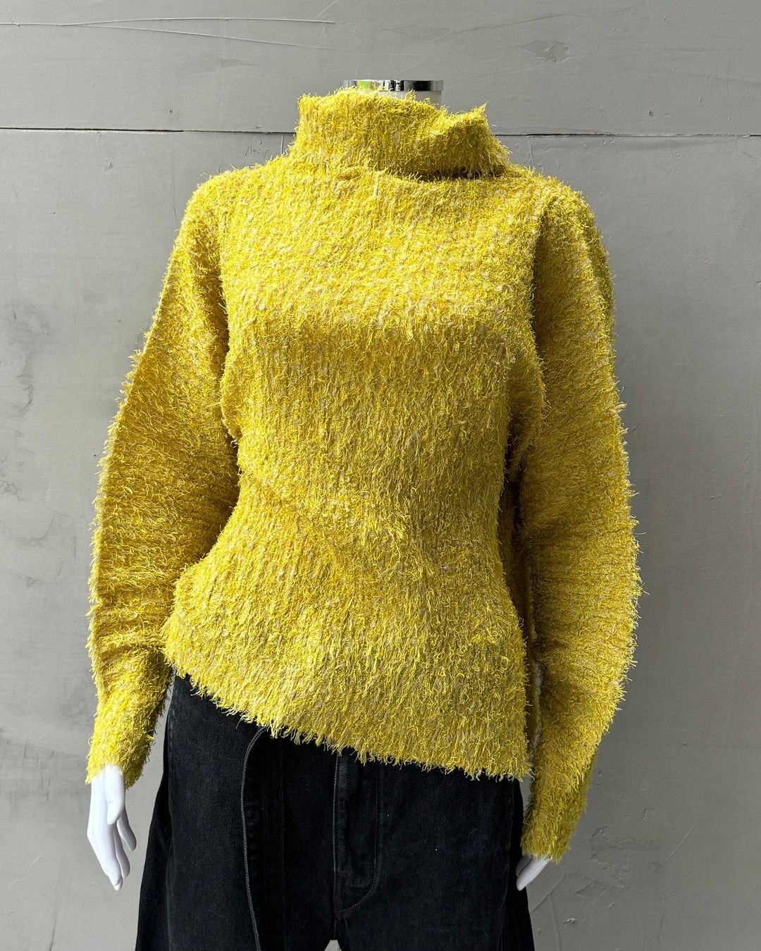 Issey Miyake Pleats Please FW18 Textured Yellow Top by ISSEY MIYAKE in size XL from TOPS category