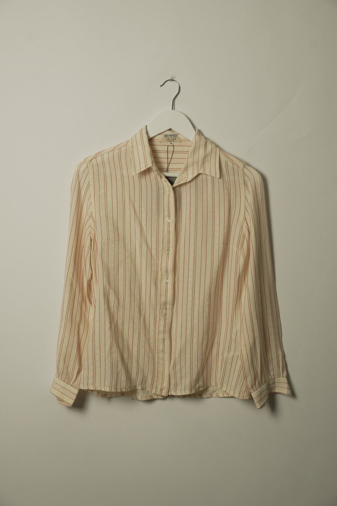 Celine Silk Red White Pink Stripe Chain Button Down Blouse by CÉLINE in size XS from SHIRTS category