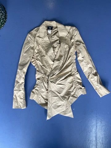 Khaki Ruched Asymmetrical Fitted Jacket by JEAN PAUL GAULTIER in size AU/UK 8 from COATS & JACKETS category