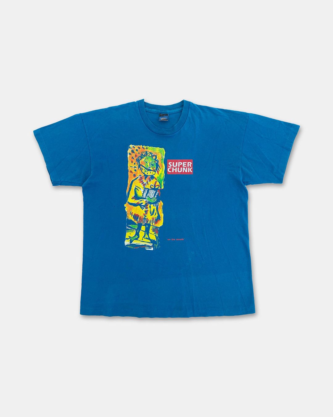Vintage 1990s Super Chunk Single Stitched Band T-Shirt Turquoise by Vintage in size XL from TOPS category