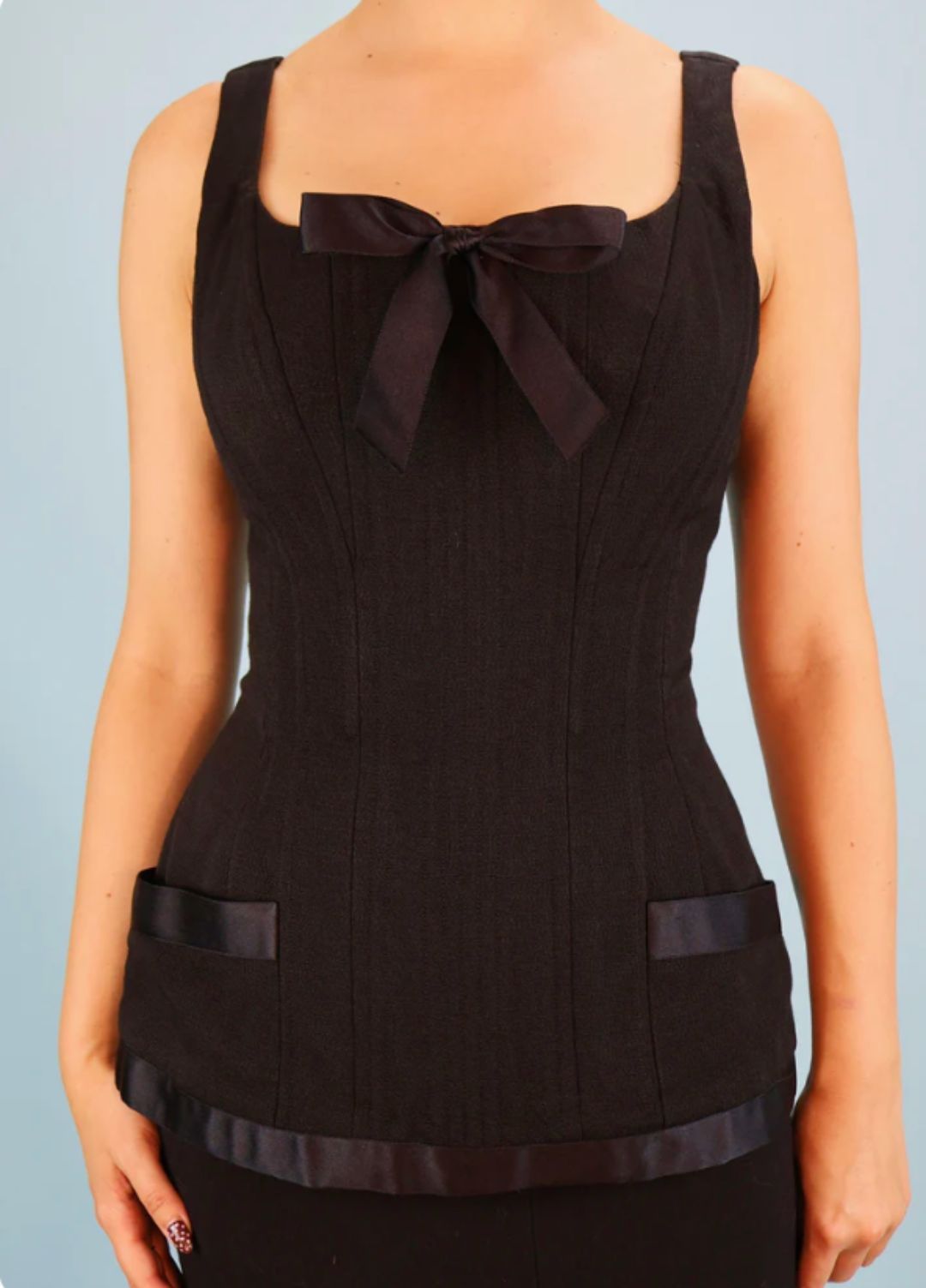 Chanel Spring 1993 Runway Black Bow Corset Top by CHANEL in size EU 40 from DRESSES category