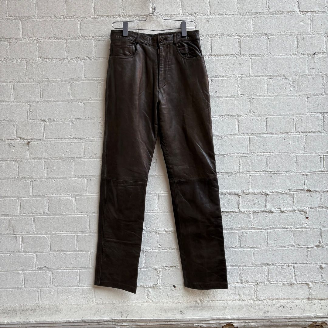 Giorgio Armani 1980s Leather Trousers by GIORGIO ARMANI in size W30 from trousers category