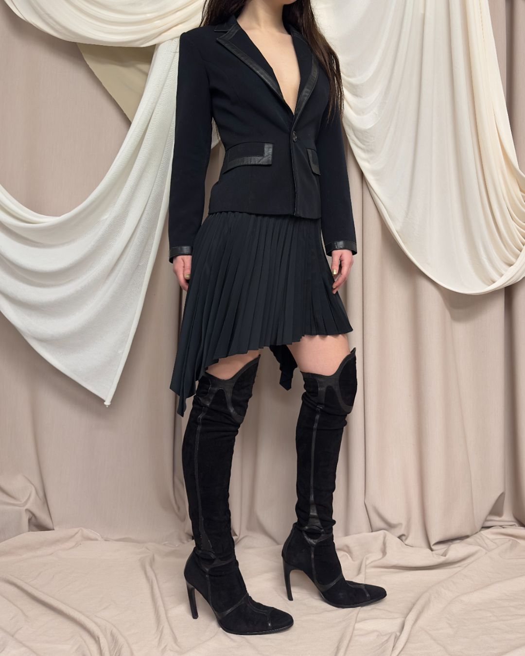 BLAZER WITH LEATHER TRIM by Dirk Bikkembergs  by DIRK BIKKEMBERGS in size IT 40 from COATS & JACKETS category