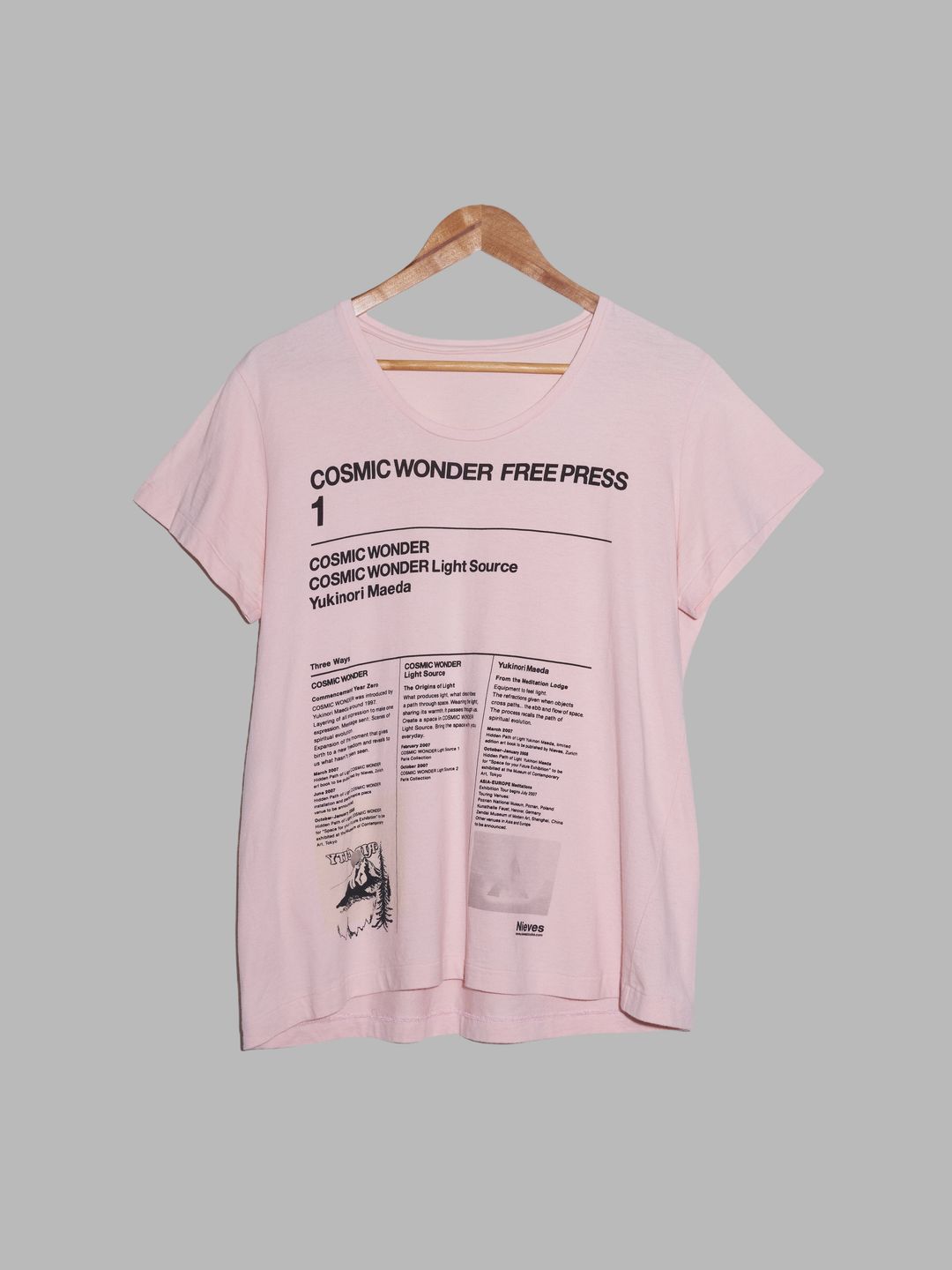 Cosmic Wonder pink cotton t-shirt with print of 'Cosmic Wonder Free Press 1' - S by Cosmic Wonder in size XS from TOPS category