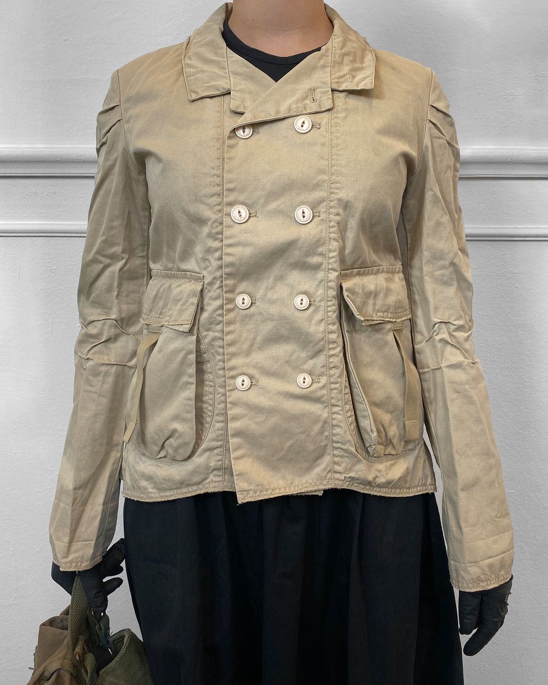 Marithé + François Girbaud 1990s Double Breasted Jacket Beige by Marithé + François Girbaud in size S from COATS & JACKETS category