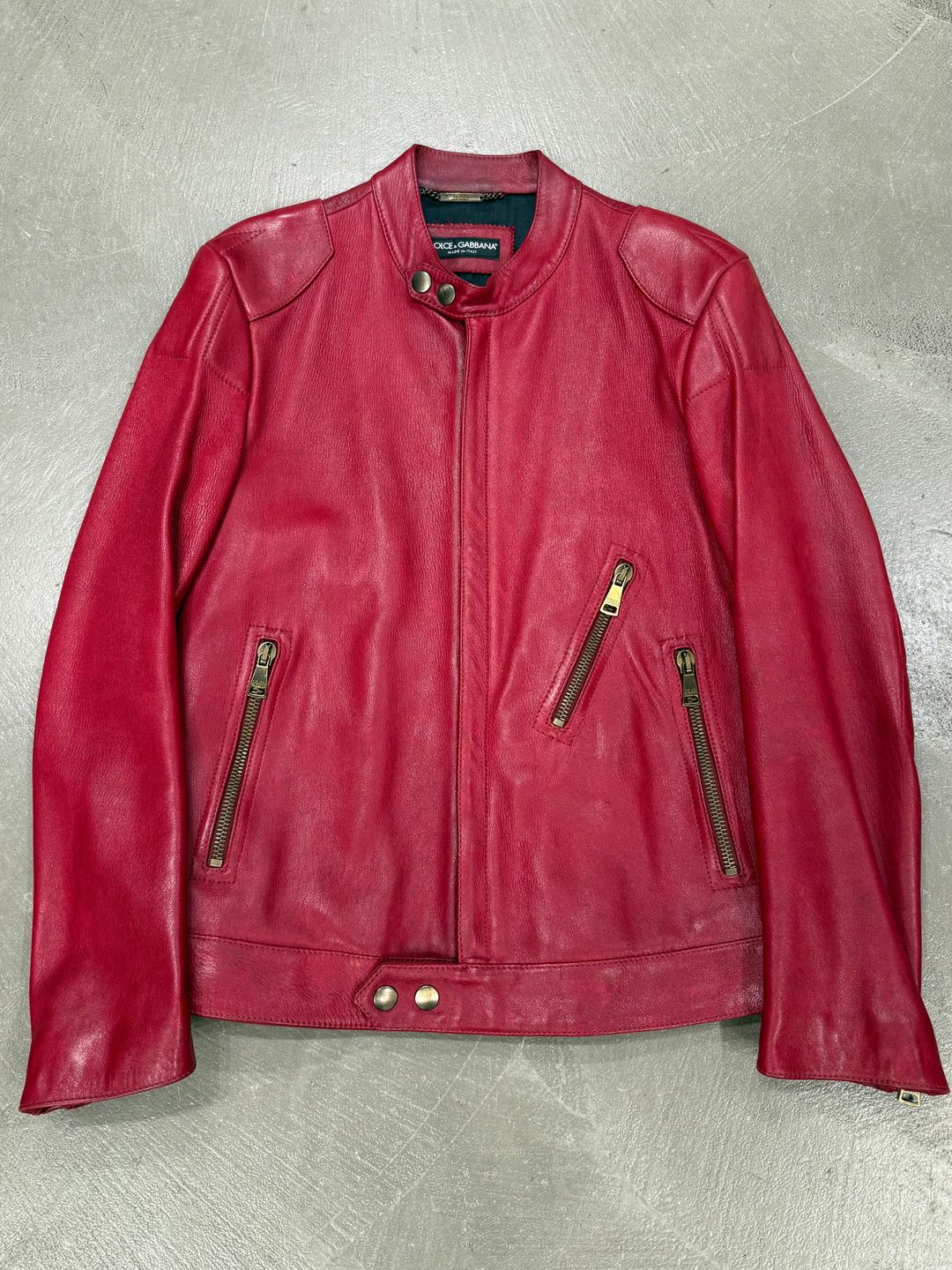 2010s Dolce & Gabbana moto red leather jacket by DOLCE & GABBANA in size ONE SIZE from COATS & JACKETS category