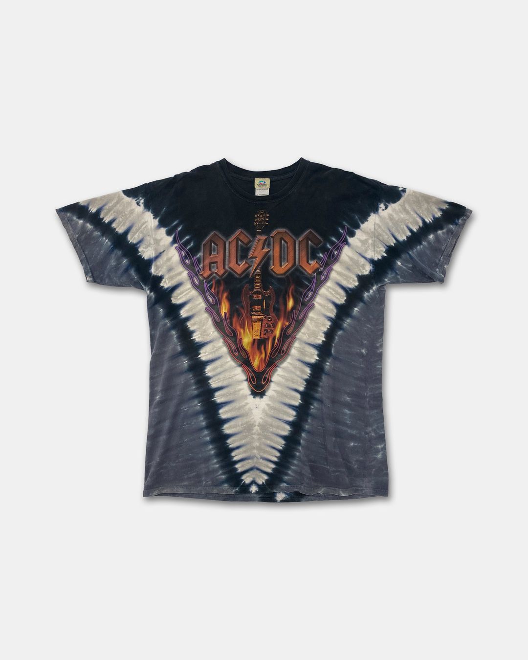 AC/DC 2000s Hells Bells Tie Dye Band T-Shirt Grey by AC/DC in size XL from TOPS category