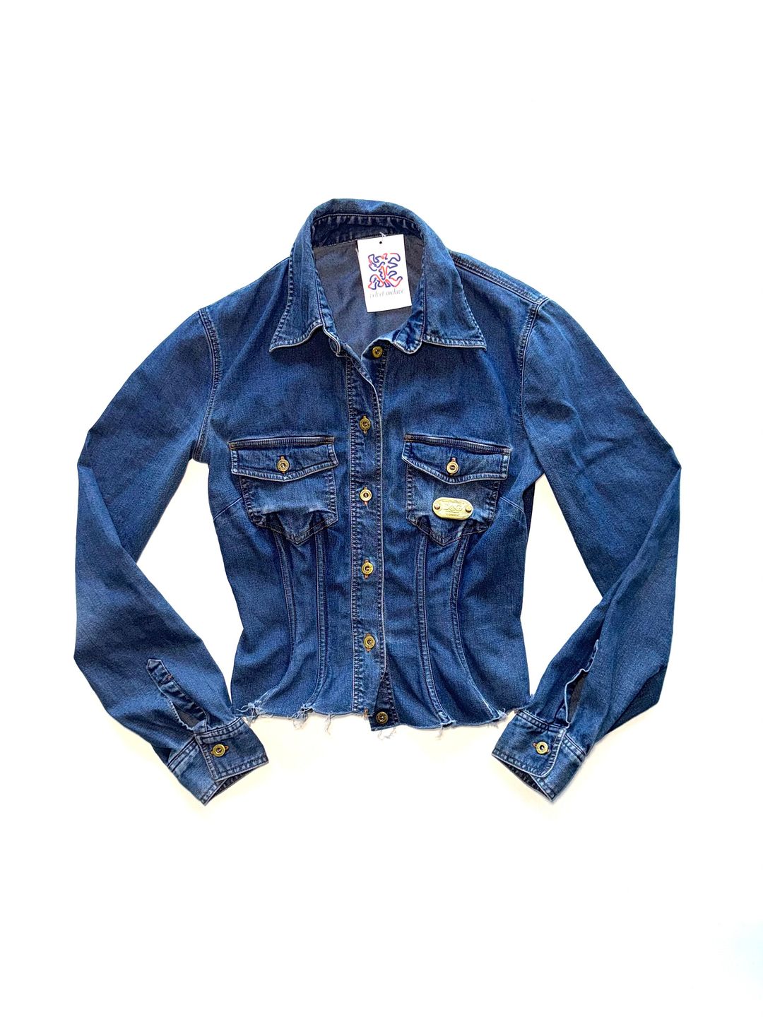 Dolce & Gabbana blue corseted denim shirt by DOLCE & GABBANA in size S from SHIRTS category