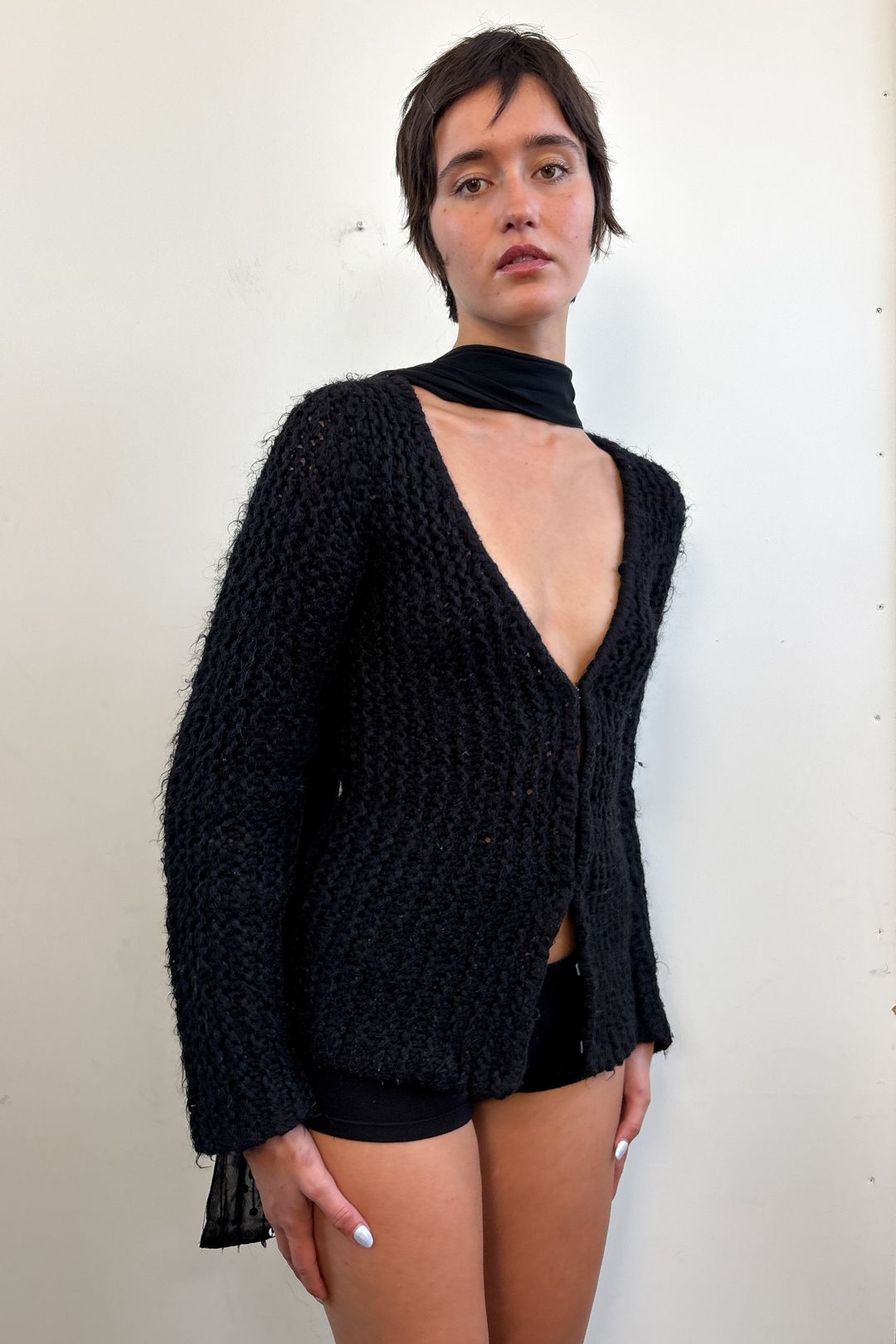 MOHAIR CARDIGAN WITH HOOK AND EYE FASTENING by VIVIENNE TAM in size AU/UK 6 from KNITWEAR category