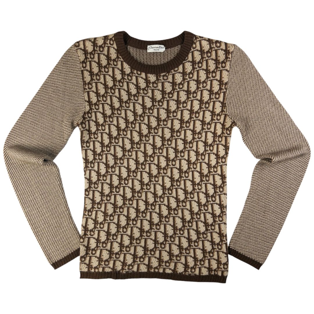 Vintage Dior Monogram Knit Jumper Women's Size M by DIOR in size S from KNITWEAR category