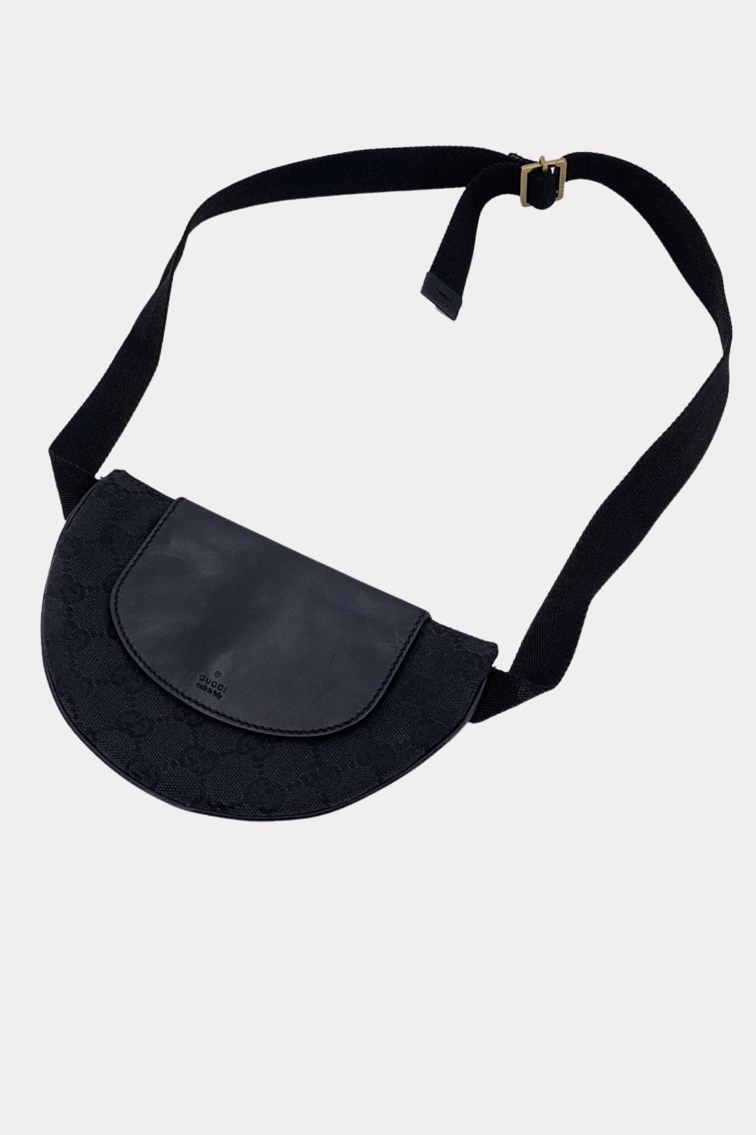 gucci monogram canvas half circle belt bag - black by GUCCI in size ONE SIZE from ACCESSORIES category